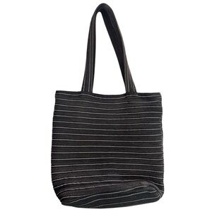 April Cornell Black‎ Striped Tote Shoulder Bag